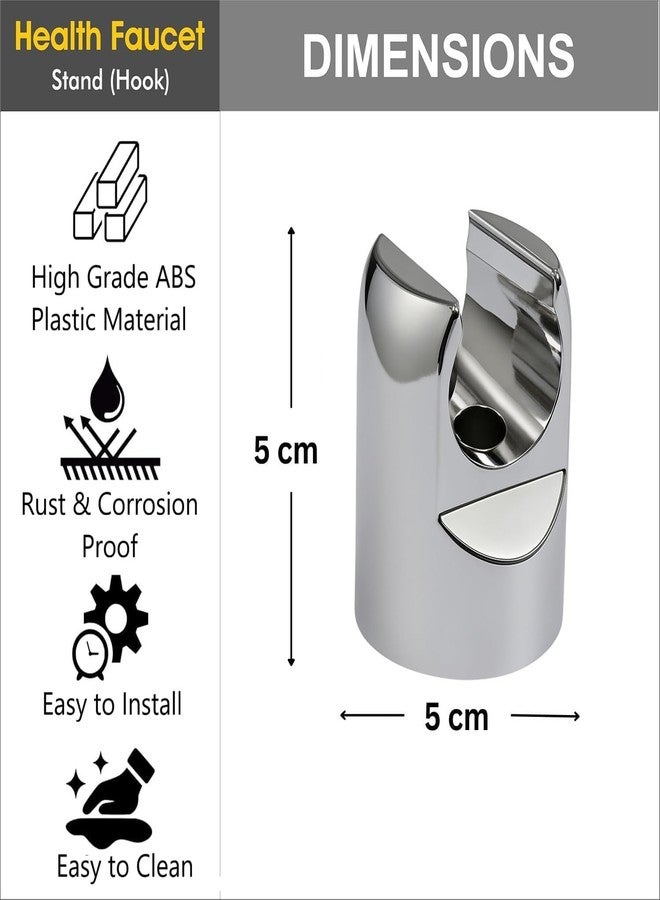 LUVBATH FITTING Silver Chrome Finish ABS Plastic Hand Shower Holder for Bathroom and Kitchen | Multi-Purpose Wall Mounted Hook for Health Faucet Holder (Pack of 1) - Image 3